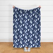 Moonlit Barn Owls - navy blue 