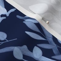 Moonlit Barn Owls - navy blue 