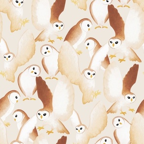 Barn Owls - on neutral pale tan 