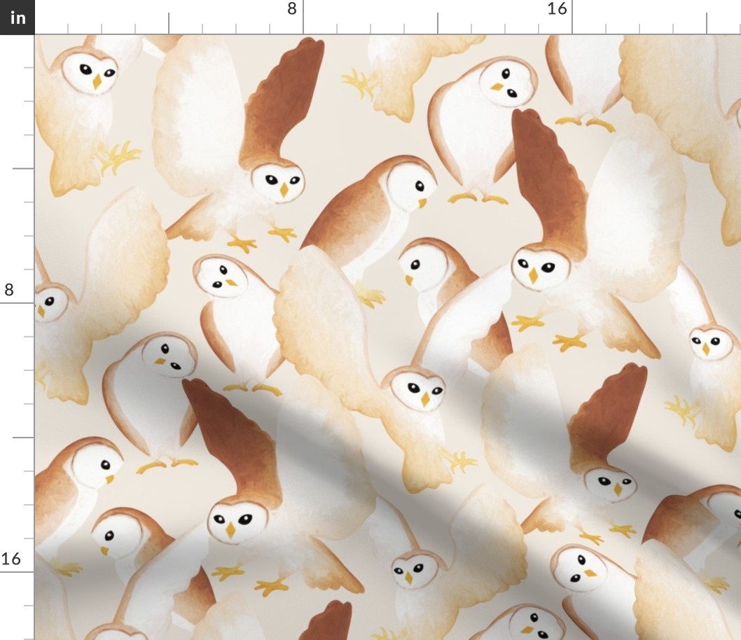 Barn Owls - on neutral pale tan 