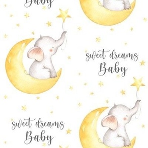 Sweet Dreams Baby Elephant on the Moon