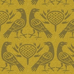 12th century birds, amber yellow