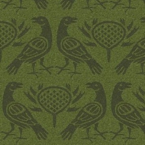 12th century birds, leaf green