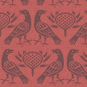 12th century birds, madder-root red