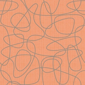 Squiggly Lines Salmon Gray