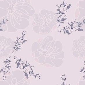 Meadow flower in muted purple on soft pink