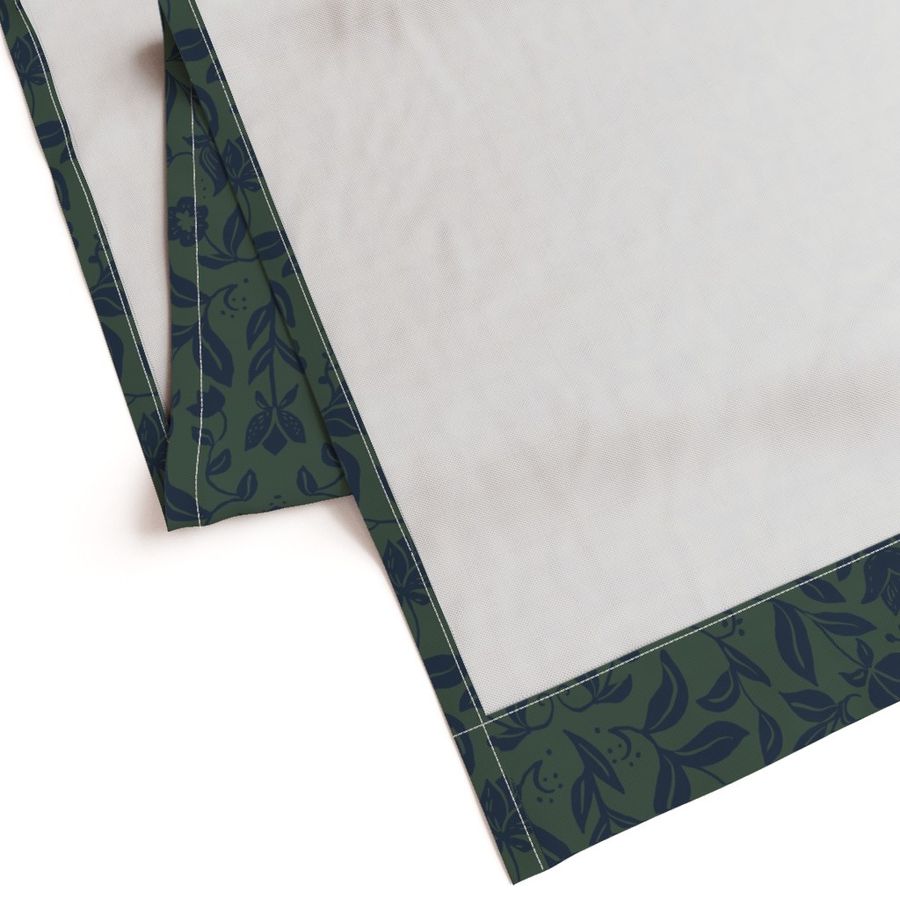  Scandinavian Tulips Wallpaper, Dark Blue on Green 20" Fabric