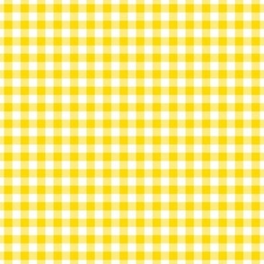 Small Gingham Pattern - School Bus Yellow and White