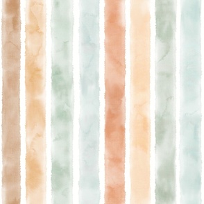 Watercolor 2.5in Stripes Mint-Jade-Sorbet-Bronze / neutral colors / vertical lines