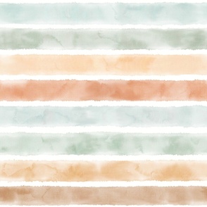 Watercolor 2.5in Stripes Mint-Jade-Sorbet-Bronze / neutral colors / horizontal lines