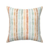 Watercolor 1in Stripes Mint-Jade-Sorbet-Bronze / neutral colors / vertical lines