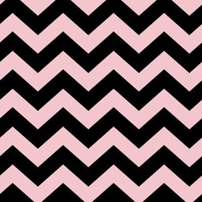 Chevron Pattern - Rose Quartz and Black