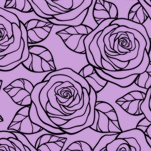 Rose Cutout Pattern - Wisteria and Black