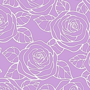 Rose Cutout Pattern - Wisteria and White