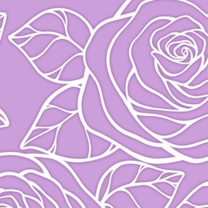 Large Rose Cutout Pattern - Wisteria and White