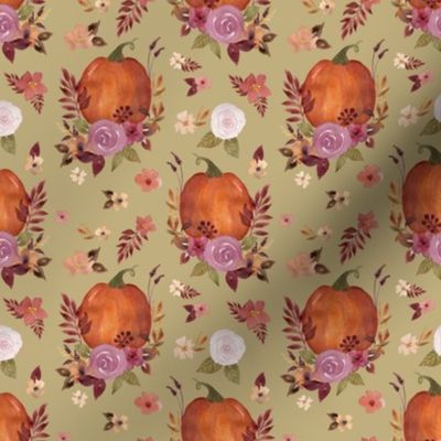 Pumpkin Floral Olive Small