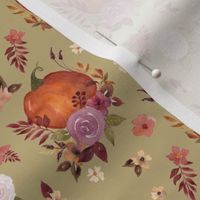 Pumpkin Floral Olive Small