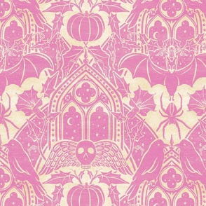 Gothic Halloween Damask - large - orchid and cream