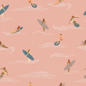 Surfing Women Pink - Large (Sunrise Together)