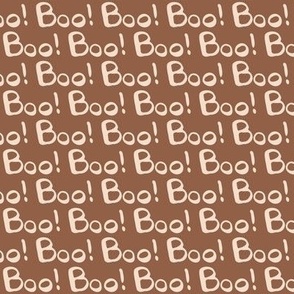 451 - Small scale Boo! hand-painted word in chocolate and cream - perfect for the spooky Halloween season, for kids apparel, crafts, costumes and home decor