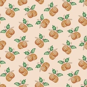 450 - Small scale Pumpkin Spice  in the Garden in sweet autumn earthy tones, medium scale, for home decor and kids apparel.  for table linen, napkins, thanksgiving and fall decor and apparel