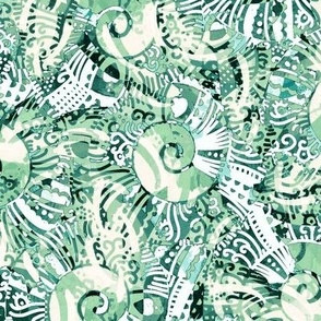 Seashell stylization, Large size, Green and mint