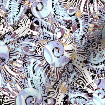 Seashell stylization, Large size, Light blue, light purple and beige