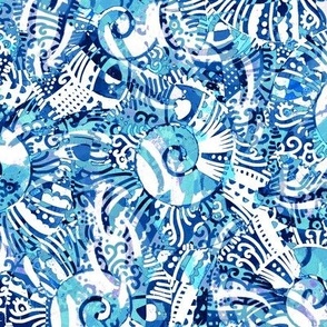 Seashell stylization, Large size, Light blue and blue
