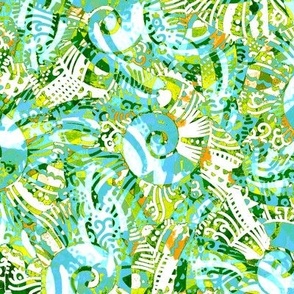 Seashell stylization, Large size, Green, bright green and blue