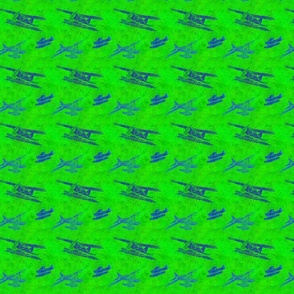 batik floatplanes blue on green 2
