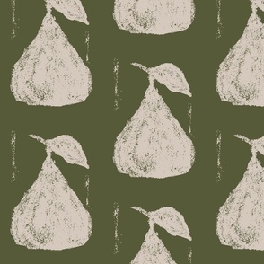 Painterly distressed pear in olive