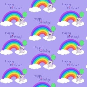 Happy Birthday rainbow teddies purple