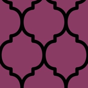 Extra Large Moroccan Tile Pattern - Boysenberry and Black