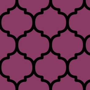 Large Moroccan Tile Pattern - Boysenberry and Black