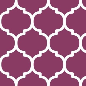 Large Moroccan Tile Pattern - Boysenberry and White