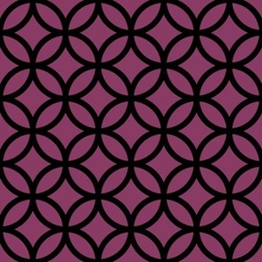 Interlocked Circles Pattern - Boysenberry and Black