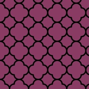 Quatrefoil Pattern - Boysenberry and Black