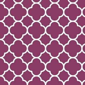 Quatrefoil Pattern - Boysenberry and White