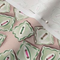 Mother of Pearl square scattered buttons, pale green