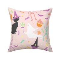 Pastel Halloween Kitties & Treats Pink - Large