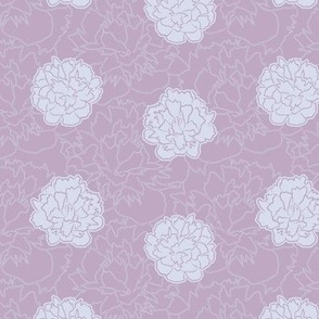 Peonies - Lilac/Light Blue