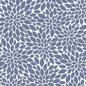 Dahlia Blossoms Pattern - Stonewash Grey and White