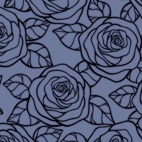 Rose Cutout Pattern - Stonewash Grey and Black