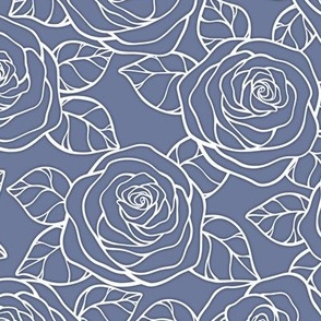 Rose Cutout Pattern - Stonewash Grey and White