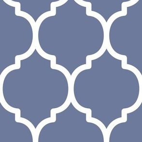 Extra Large Moroccan Tile Pattern - Stonewash Grey and White