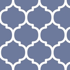 Large Moroccan Tile Pattern - Stonewash Grey and White