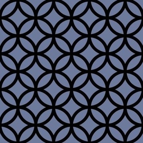 Interlocked Circles Pattern - Stonewash Grey and Black
