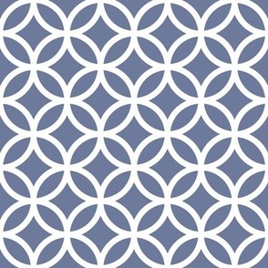 Interlocked Circles Pattern - Stonewash Grey and White