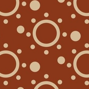 Tan circle design on a red background