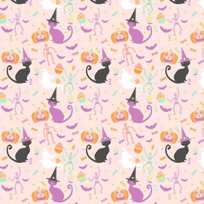 Pastel Halloween Kitties & Treats Pink